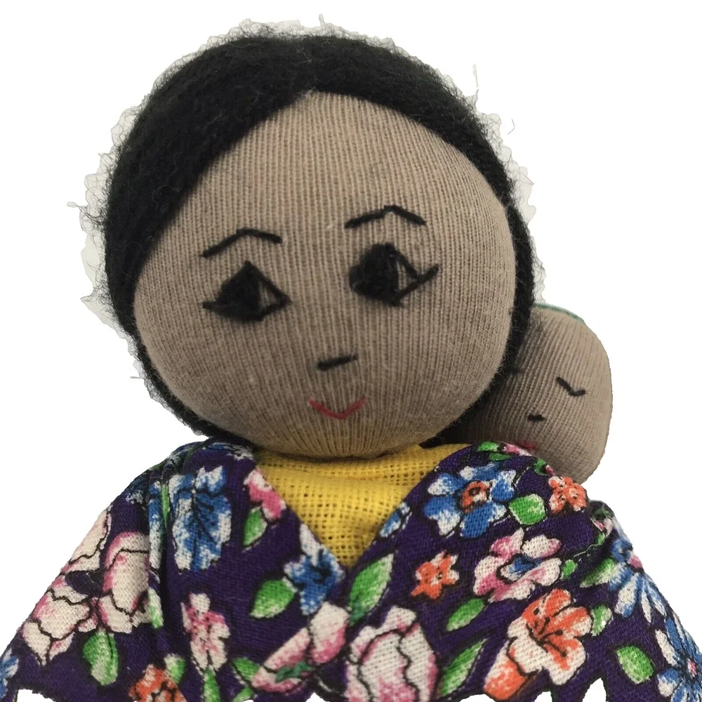 Handmade Folk Art Doll Mother & Baby Child Shawl South American Mexico Guatemala